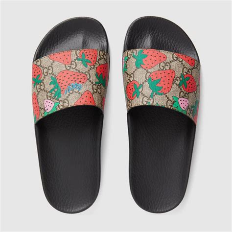 Gucci slides with strawberry